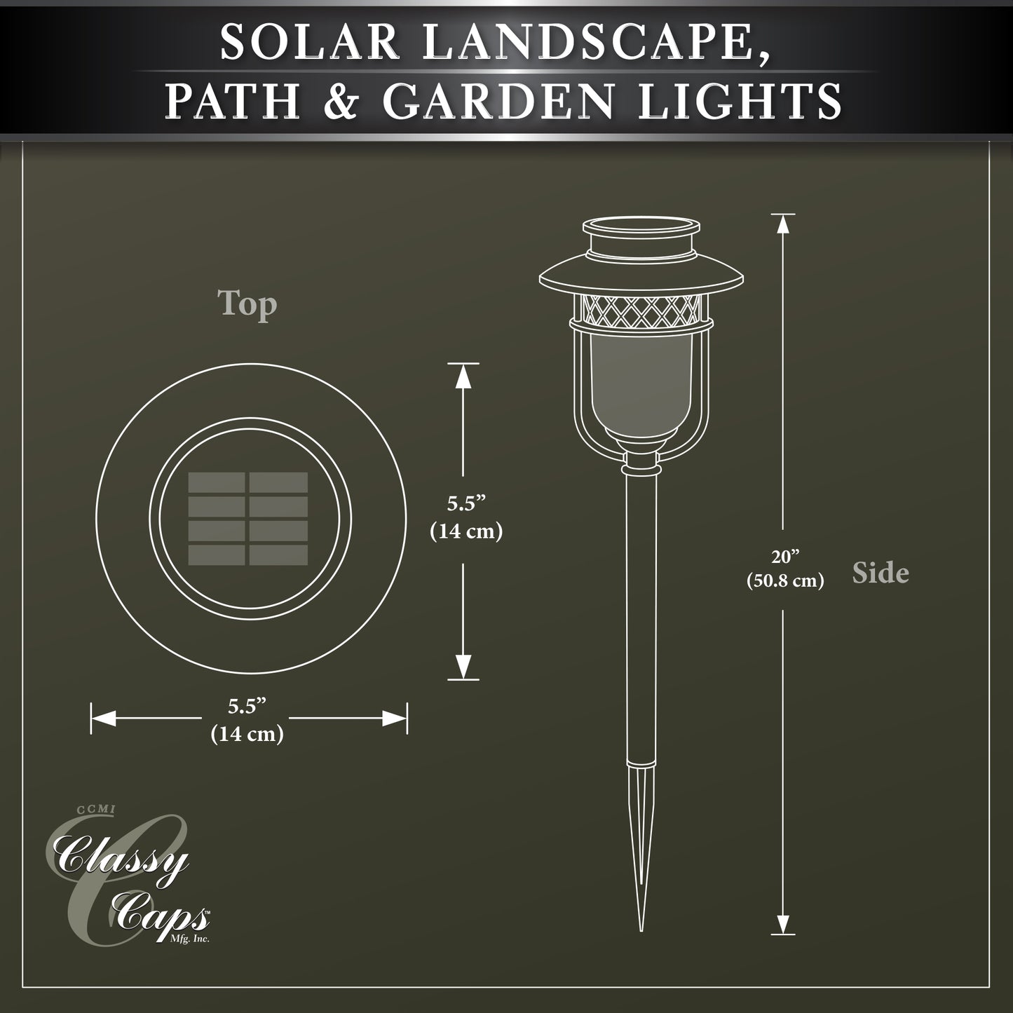 2 Pack Black Stainless Steel Landscape, Solar Pathway Lights & Garden Lights