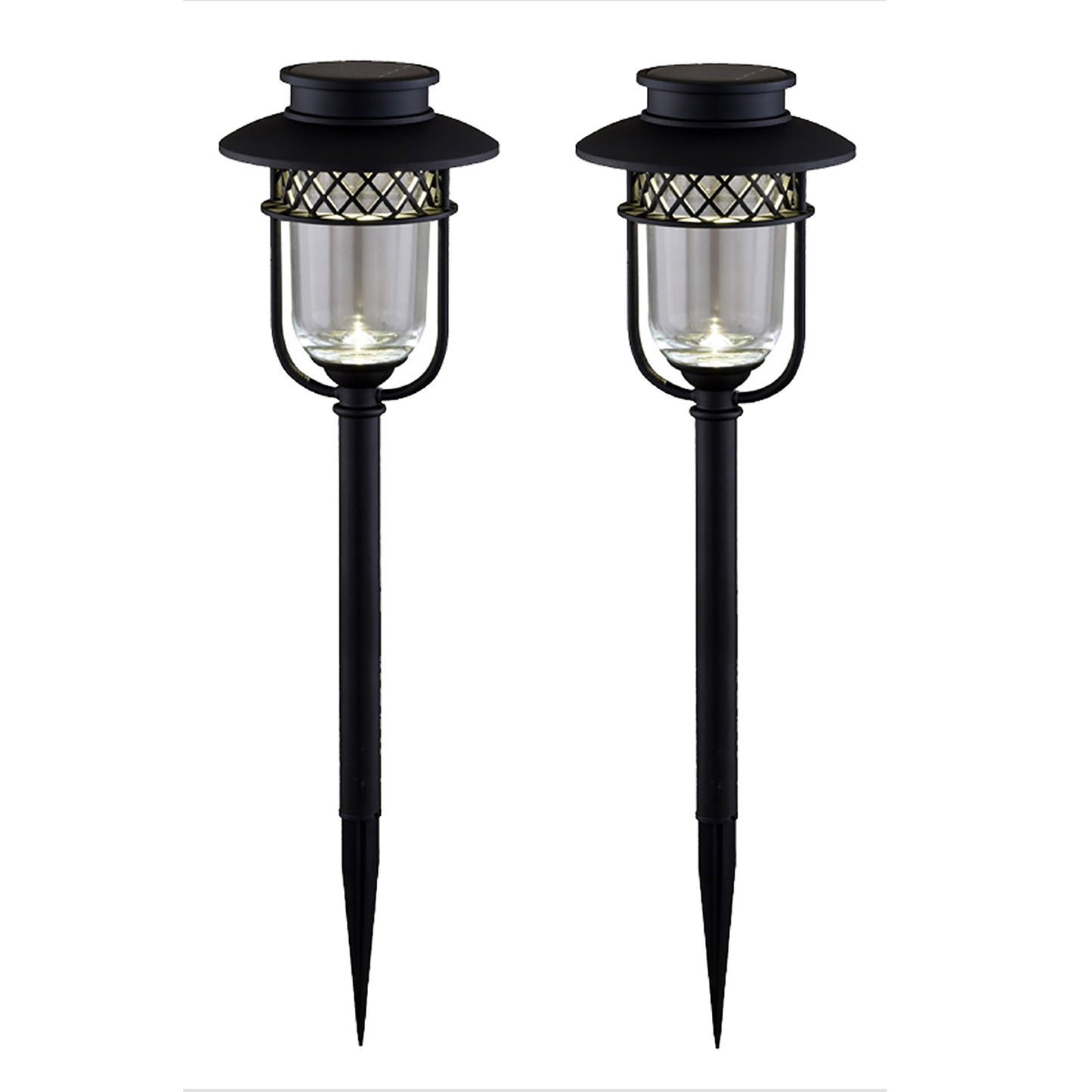 2 Pack Black Stainless Steel Landscape, Solar Pathway Lights & Garden Lights