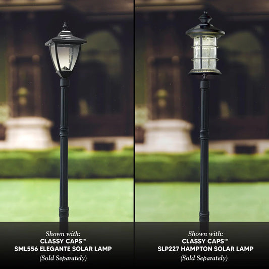 Solar Lamp With Lamp Post Base - Black Aluminum