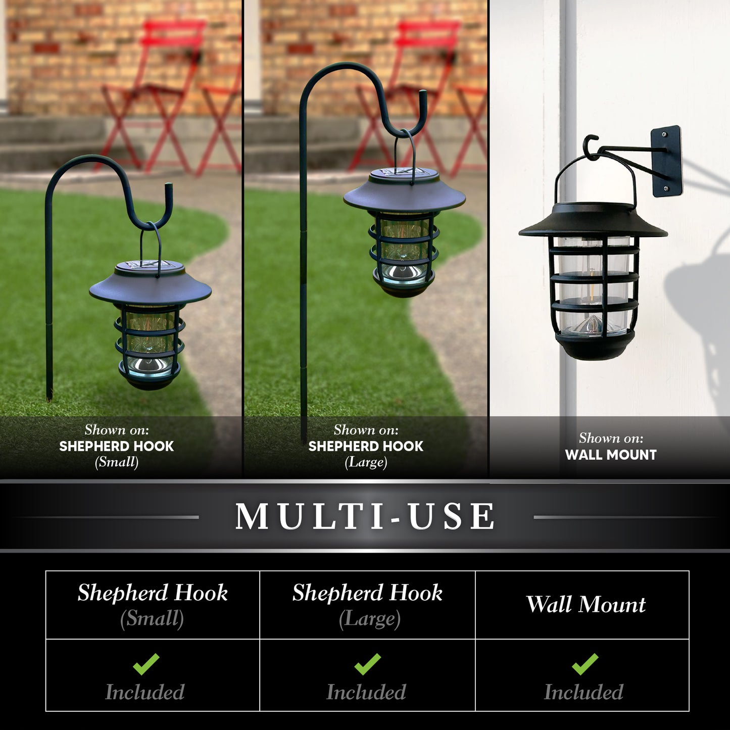 Black Aluminum Nottingham Hanging Coach Solar Lamps