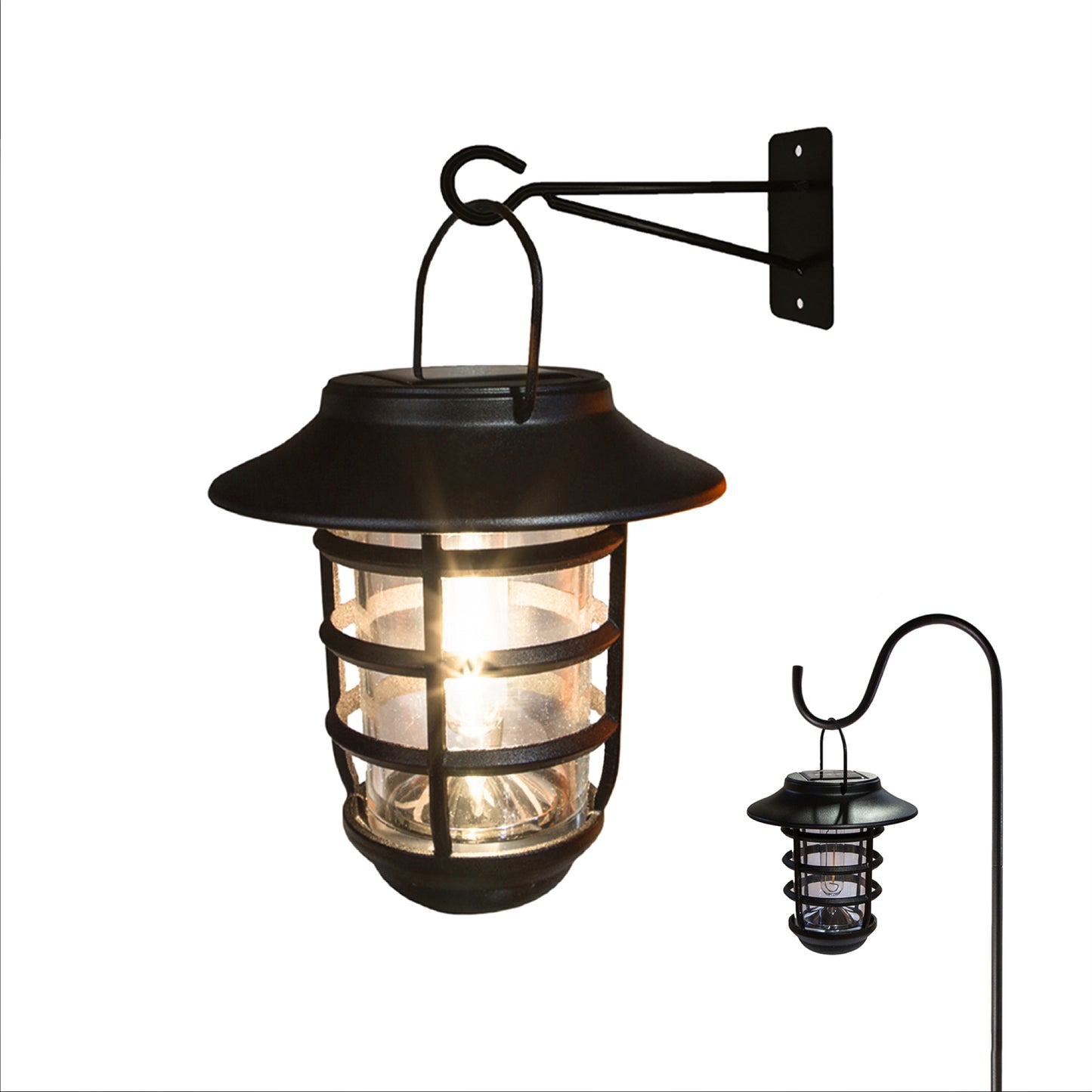 Black Aluminum Nottingham Hanging Coach Solar Lamps