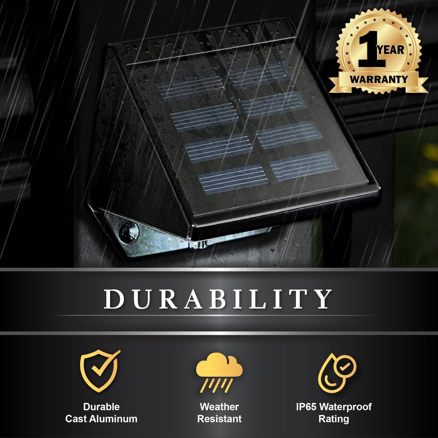 Black Aluminum Deck & Wall Mounted Solar Lights