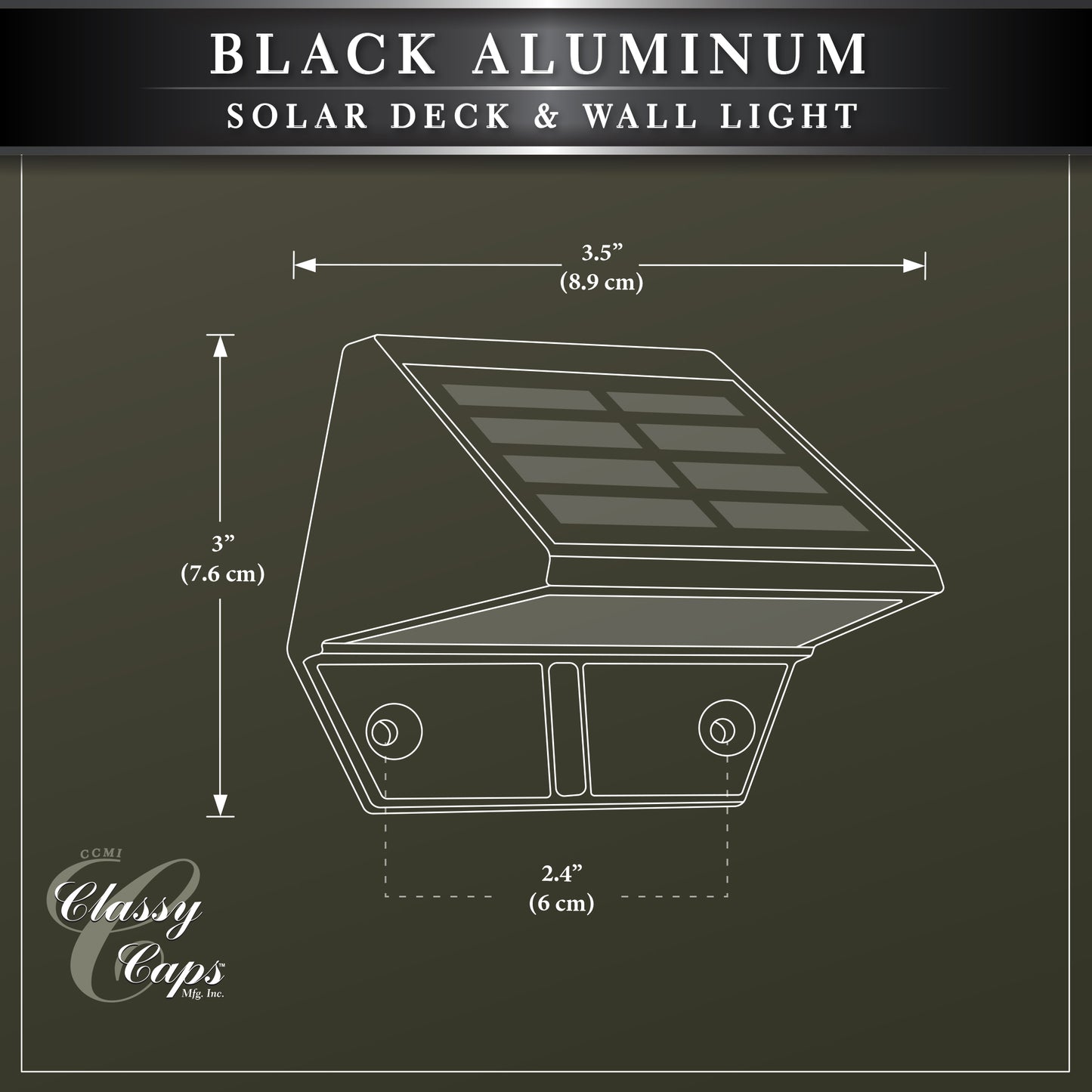 Black Aluminum Deck & Wall Mounted Solar Lights