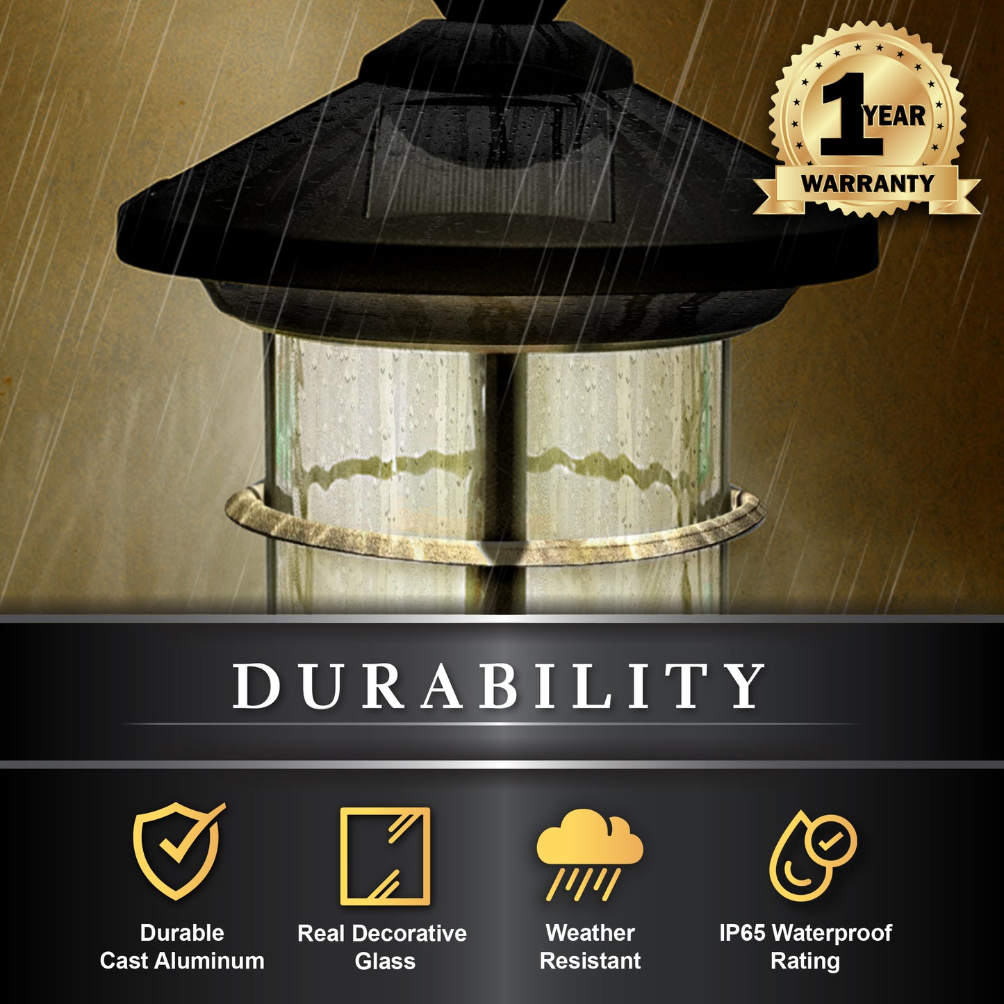 Black Aluminum Hampton Solar Lamps