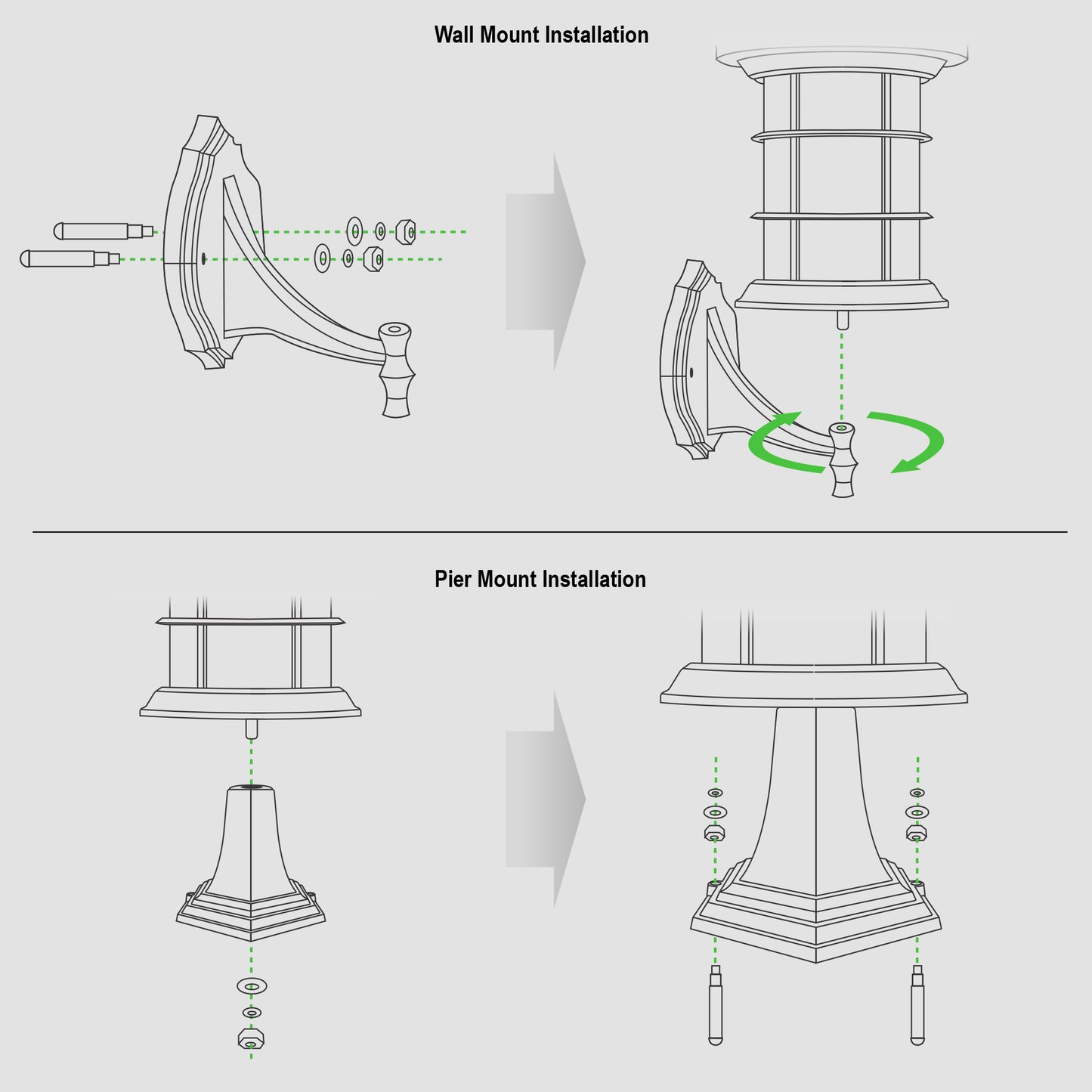 Black Aluminum Hampton Solar Lamps