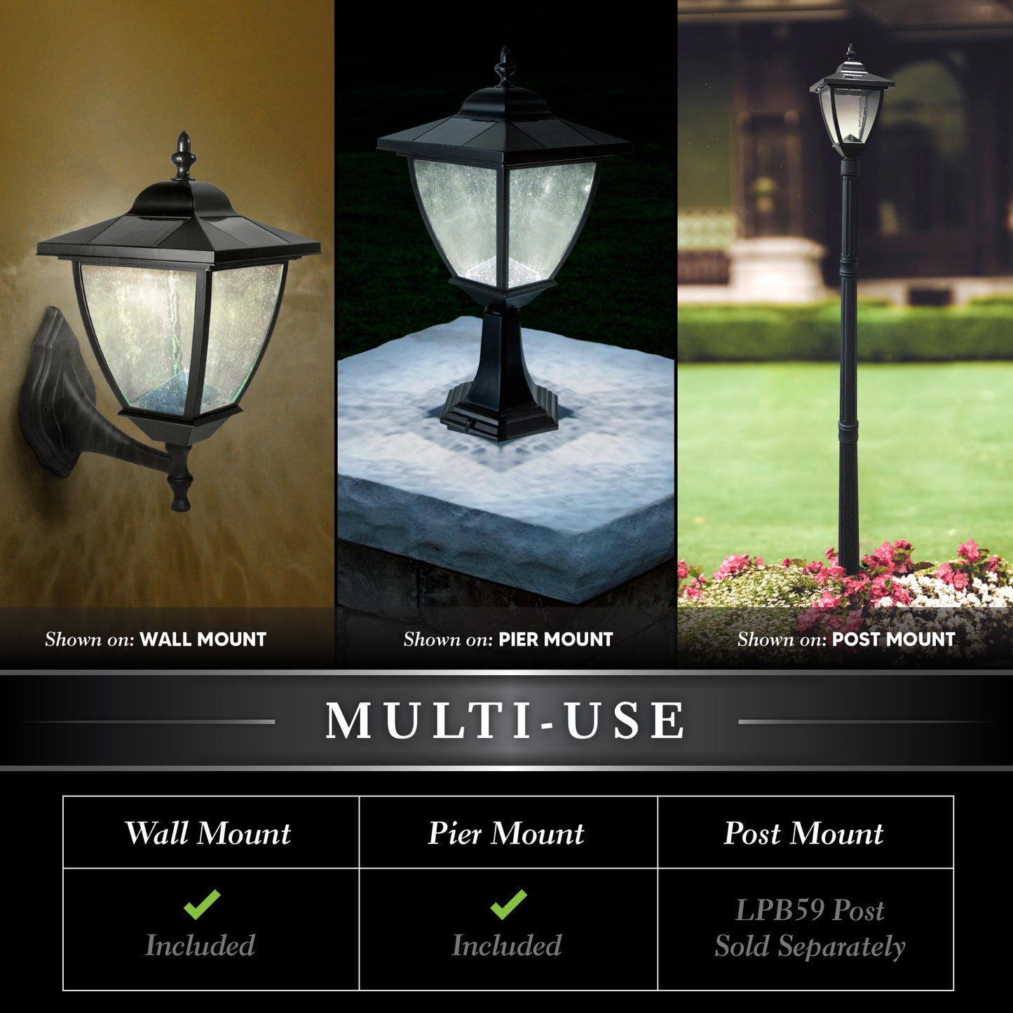 Aluminum Elegant Solar Lamps - Black