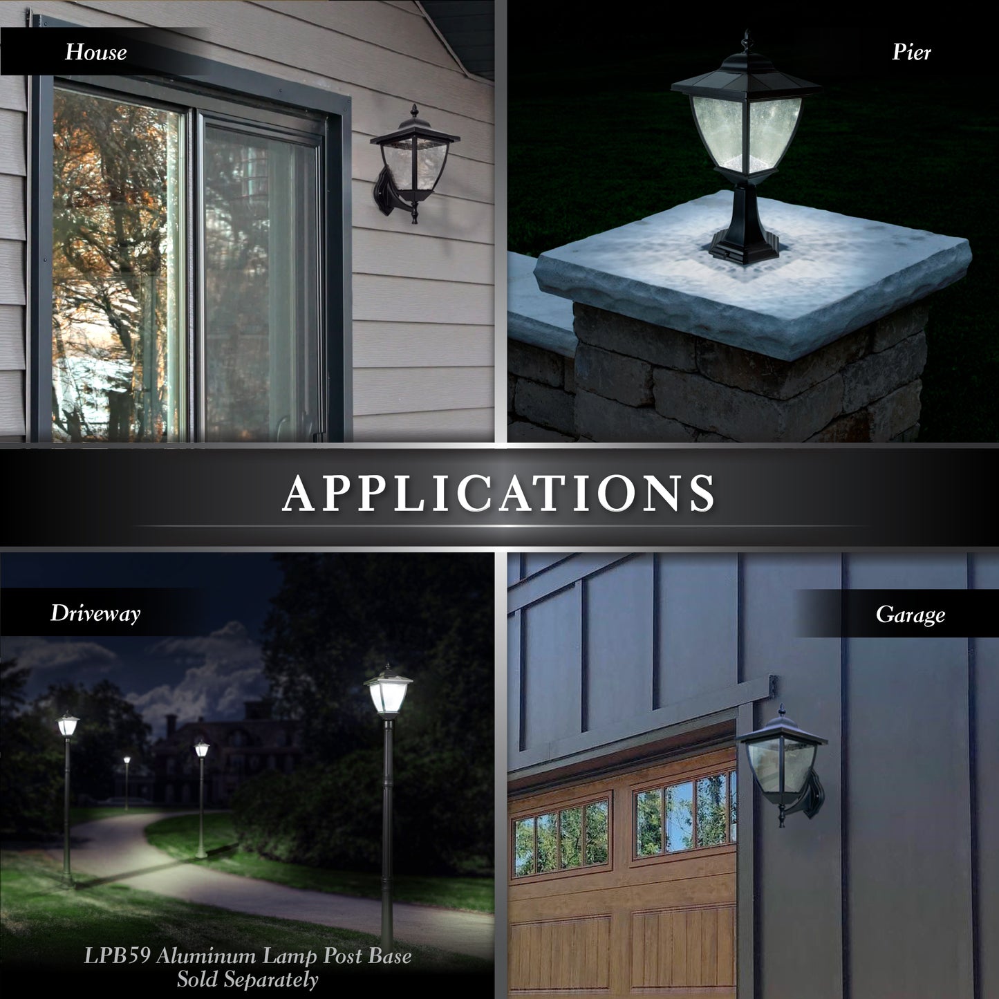 Aluminum Elegant Solar Lamps - Black